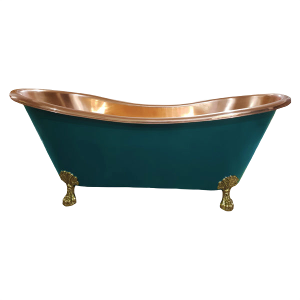 luxury-copper-bathtub-chlói_remove "Chlóe" Bathtub: Emerald Sheen and Golden Accents - Image 1